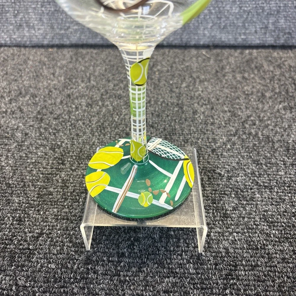 Lolita Wine Glass TENNIS Hand Painted Drink Recipe on Bottom